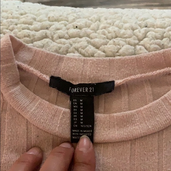 Nude Pink FOREVER 21 long sleeve crop top - Picture 2 of 4